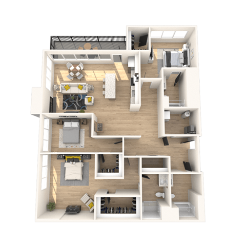 Floor plan for 3 beds, 3 baths, 1895 sqft